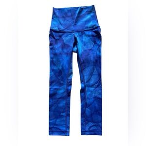 Lululemon Wunder Under Crop 21" Blue Midnight Tulle High Rise Leggings Size 2